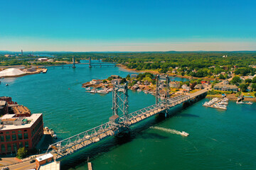 Naklejka na ściany i meble Aerial Drone Photography Of Downtown Portsmouth, NH (New Hampshire) During The Summer