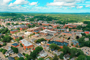 Aerial Drone Photography Of Downtown Dover, NH (New Hampshire) During The Summer