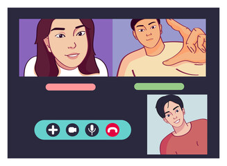 Isolated people call smartphone videocall icon- Vector