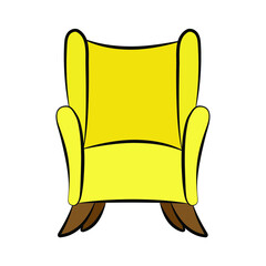 Yellow armchair vector illustration on white background