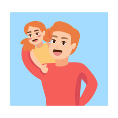 Isolated father day son baby cartoon - Vector