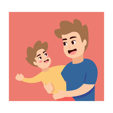 Isolated father day son baby cartoon - Vector