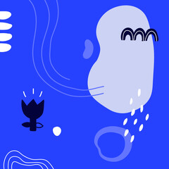 Stoffe zum Nähen Abstract background.Hand drawn various shapes and doodle objects.Simple modern trendy vector illustrations. Bright blu colors. Contemporary pattern for print. Wallpaper design.