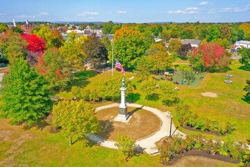 Aerial Drone Photography Of Downtown Rochester, NH (New Hampshire) During The Fall