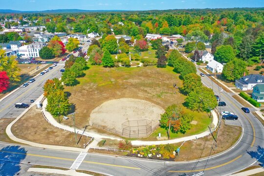 Aerial Drone Photography Of Downtown Rochester, NH (New Hampshire) During The Fall