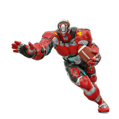 futuristic astronaut is playing american football