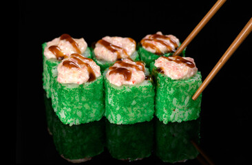 rolls on a black background