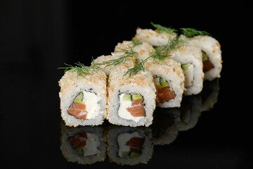 rolls on a black background