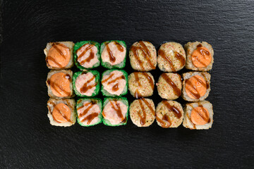 rolls on a black background