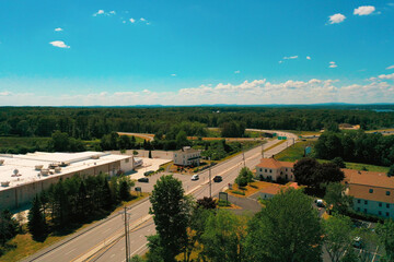 Fototapeta na wymiar Aerial Drone Photography Of Downtown Newington, NH (New Hampshire) During The Summer