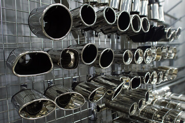 Exhaust pipe nozzles, Chrome end of automobile exhaust system