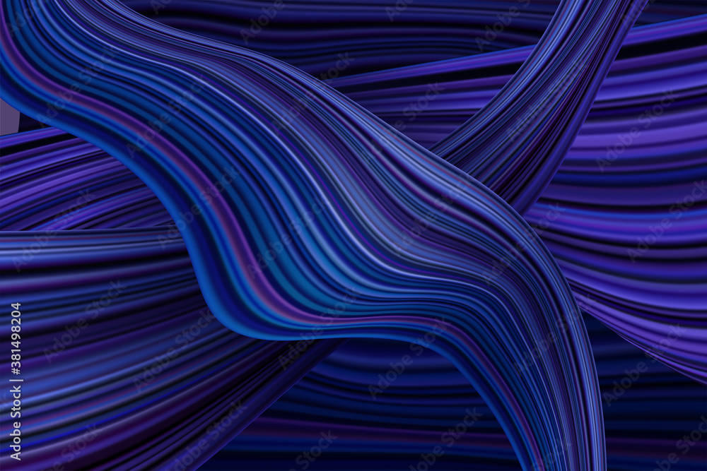 Poster Abstract banner with colorful shapes. Fluid and wavy threads.