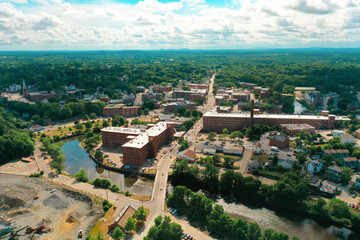 Aerial Drone Photography Of Downtown Dover, NH (New Hampshire) During The Summer