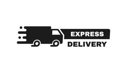 Express delivery badge with truck. Logo design. Banner template design for shipping, delivery and moving company. Modern vector illustration