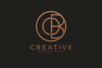 Abstract initial letter O and B logo,usable for branding and business logos, Flat Logo Design Template, vector illustration