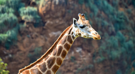 una preciosa jirafa en un safari