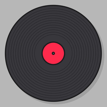 Vinyl record in lineal colored style. Illustration of obsolete technology.