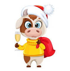 Cute bull cartoon character. Chinese New Year 2021