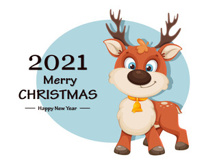 Cute Christmas deer. Funny reindeer