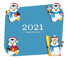 Funny penguin cartoon character