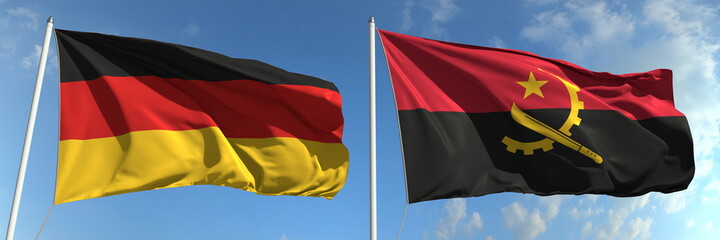 National flags of Germany and Angola, 3d rendering