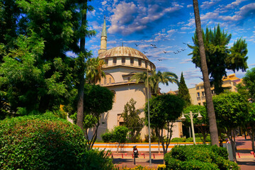 Mosque in Alanya, Turkey in a beautiful park