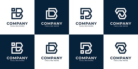 Abstract logo b monogram initial logo collection