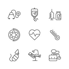 Outline thin hospital and medical icon vol 2