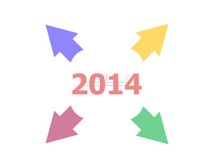 Text 2014. Time concept . Arrow with word 2014