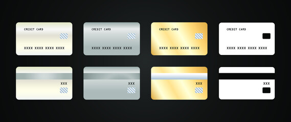 Credit Cards Vector Collection  with gold and platinum cards, luxury icons of credit cards 