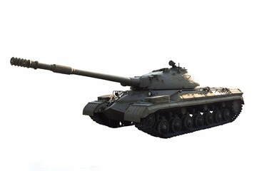 Soviet heavy tank. Photographed from the side on a white background with clipping path.