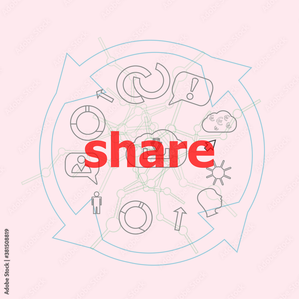 Poster text share. web design concept . flat outline linear infographic