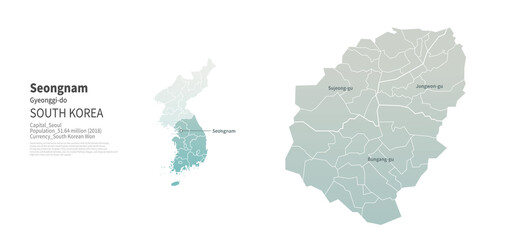seongnam-si map. Map by Administrative Region of Korea.