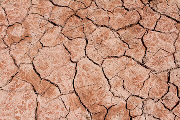 Natural dry soil background with cracks, human impact effect