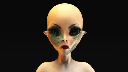 Artistic 3D illustration of an alien