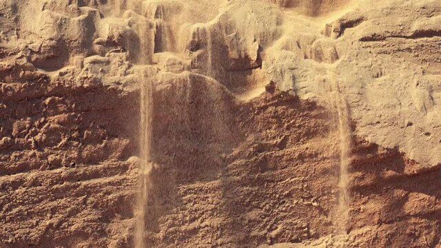 As a sand dune gets too tall to hold its own weight, sandfalls begin to erode the heights, as seen here in Namibia