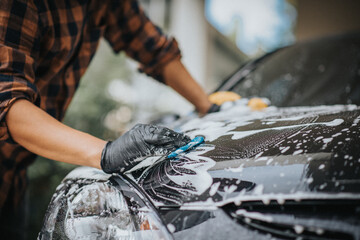 washing black car