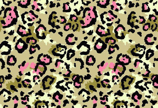 Seamless leopard fur pattern. Fashionable wild leopard print background.
