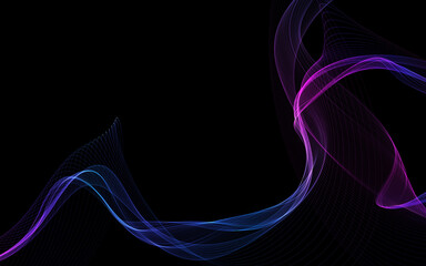 Dark abstract background with a glowing abstract waves