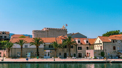Obraz premium Embankment of the village Vrboska at Hvar island, Croatia.