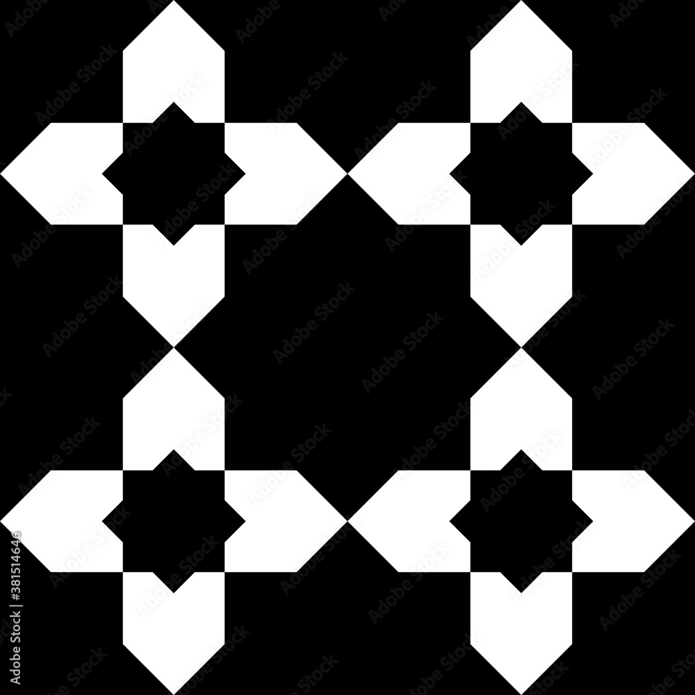 Poster seamless repeating tile pattern with oriental decoration star elements. vector image.