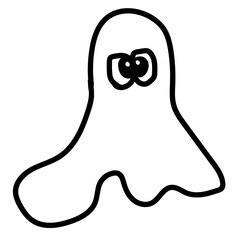 Vector linear drawing Angry cartoon Ghost 
