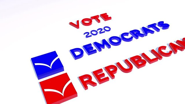 USA 2020 presidential election 3d concept, where voters get to choose between a Republican or Democratic presidential candidate. 