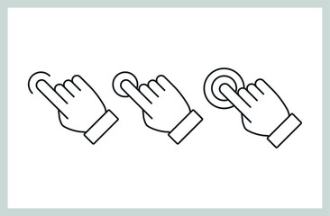 Hand click set vector icons, clicking pointers.