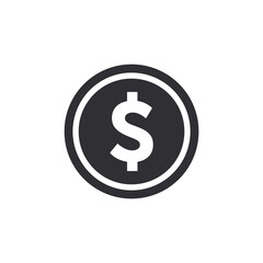 Coin icon. Dollar sign. Dollar symbol. Dollar coin. Bank payment symbol. Finance symbol. American currency. Money symbol. American dollar. Cash icon.