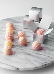 gift box of chocolates on marble table