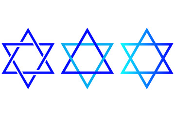 Stars of David. Blue Jewish badge. Hanukkah symbol. Star of Israel. Vector illustration. Stock image.