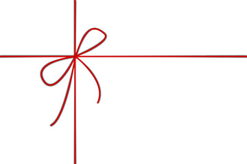 Red cord on a white background. Christmas ribbon for a gift. Knot on a red twine. Vector illustration. Stock image.