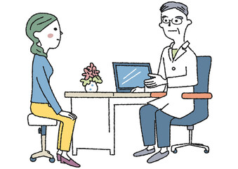 婦人科系の症状に悩む女性　イラスト