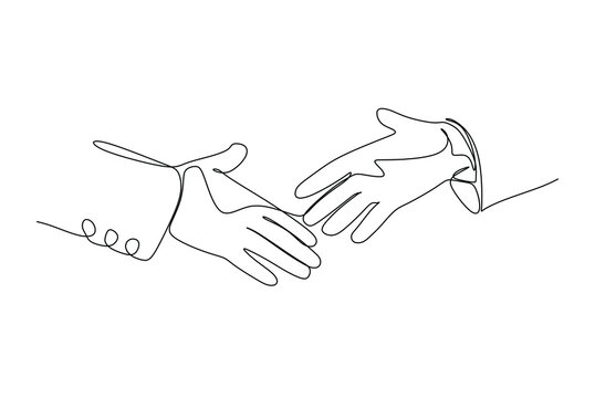Two businessmen shaking hands - Continuous one line drawing.